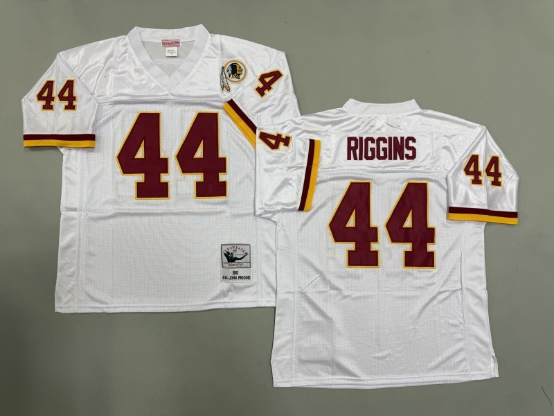 Men 2025 Washington Redskins 44 Riggins white Throwback Limited NFL Jersey style 002